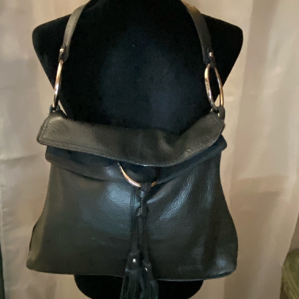 Alfani black Genuine Leather Purse Tassels​​​​​​​​​​​​​​​​​​​​​​​​​​​​ - Picture 7 of 12